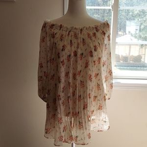 Flowered Pleated Tunic